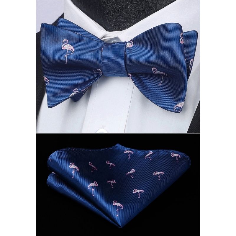 Hisdern Flamingo Blue Animal Bow Tie Accessories Set for Party