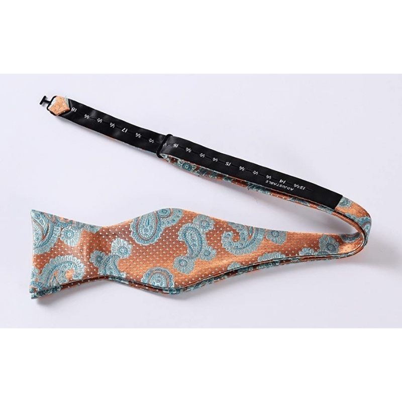 Hisdern Orange Blue Floral Bow Tie Set Groomsmen Wedding