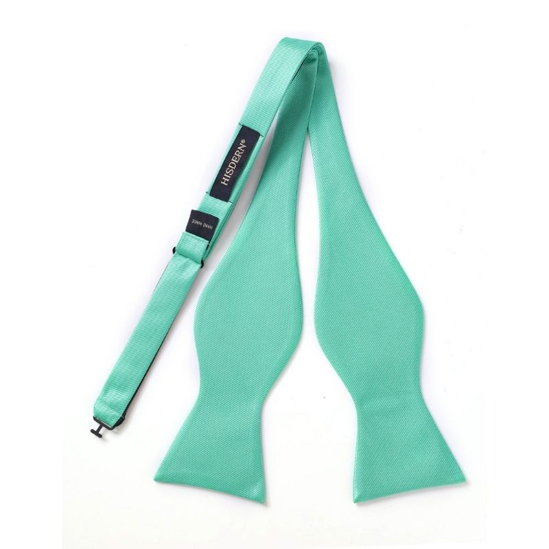Hisdern Aqua Solid Bow Tie Accessories Set For Evening Wear