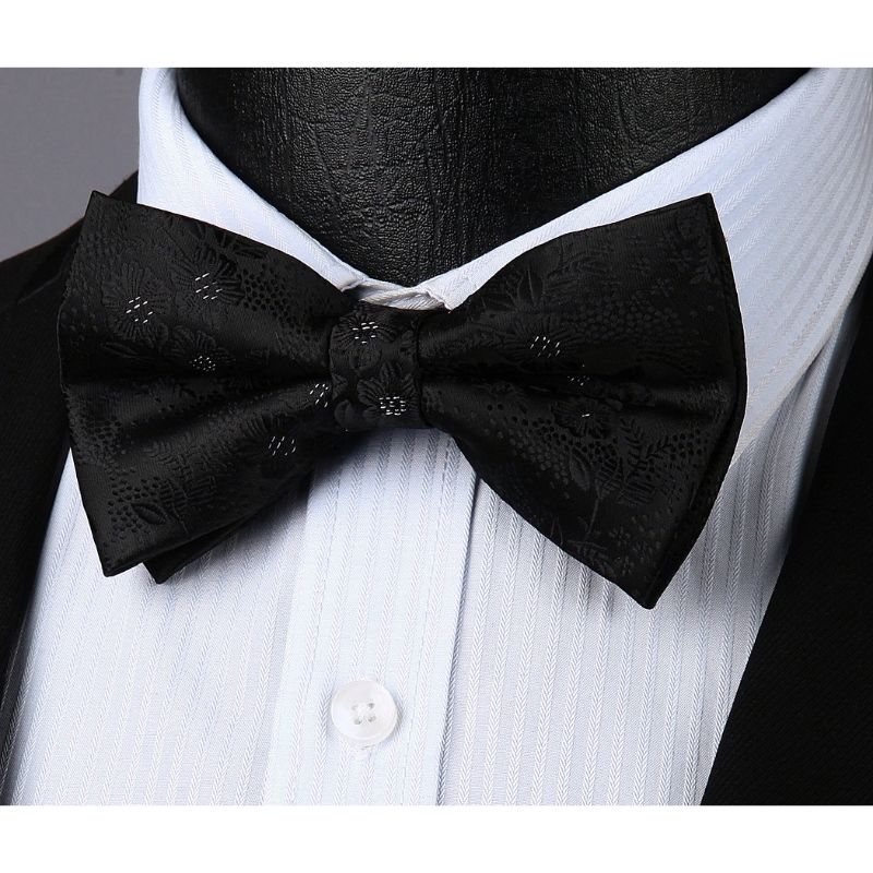 Hisdern Floral Suspenders Pre-tied Bow Tie Set Black Formal Accessories