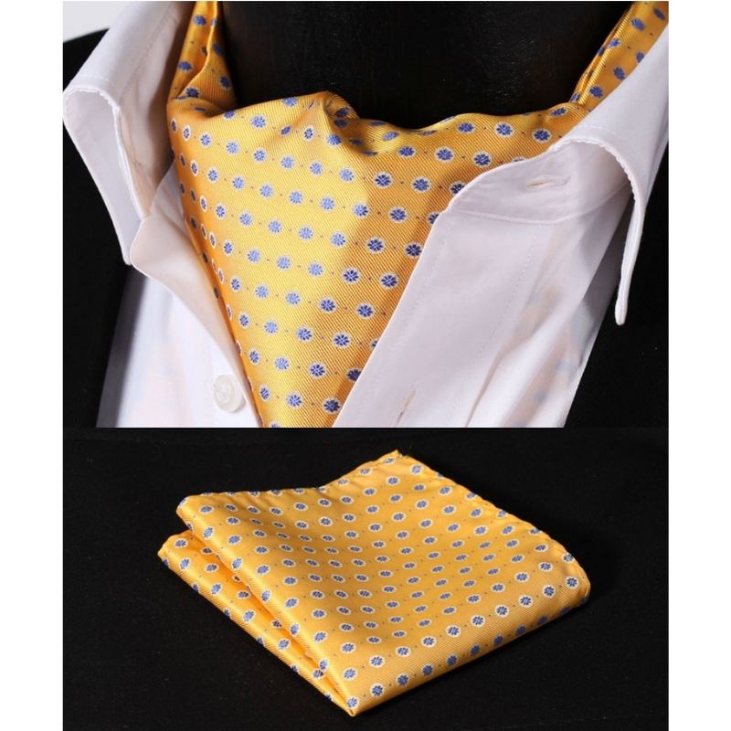 Hisdern Yellow Ascot Cravat for Men Wedding Formal