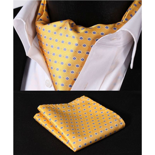 Hisdern Yellow Ascot Cravat for Men Wedding Formal