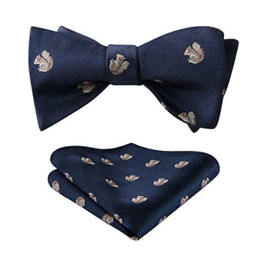 Hisdern Squirrel Blue Animal Bow Tie Accessories Set for Party
