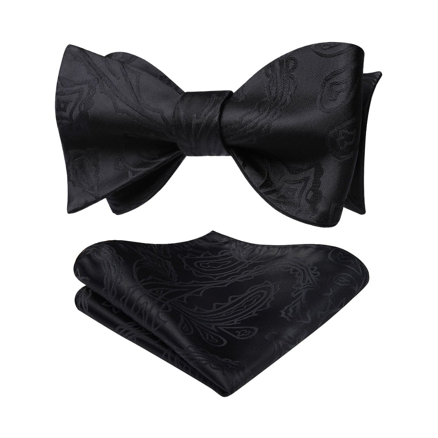 Hisdern Black Paisley Bow Tie Set For Evening Wear
