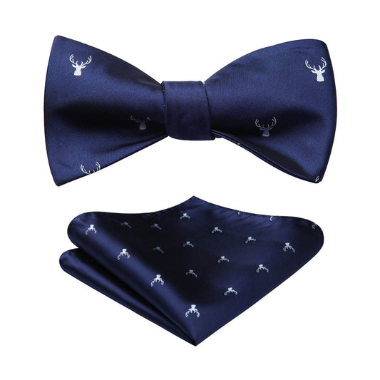 Hisdern Deer Navy Animal Bow Tie Accessories Set for Party