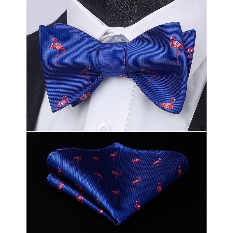 Hisdern Flamingo Blue Red Animal Bow Tie Accessories Set for Party