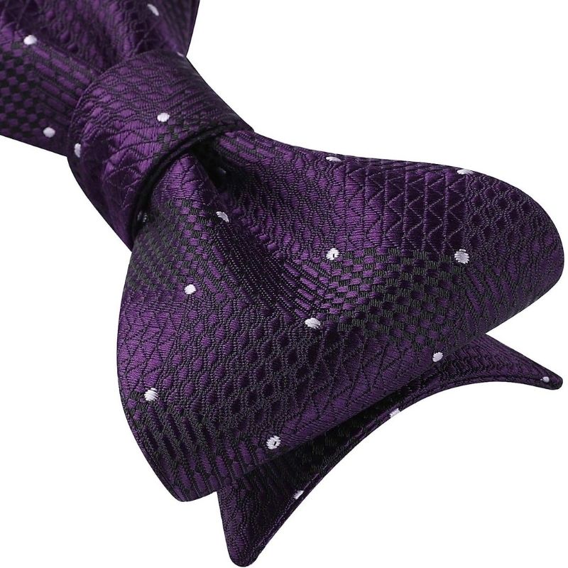 Hisdern Purple Plaid Bow Tie Set For Special Occasions