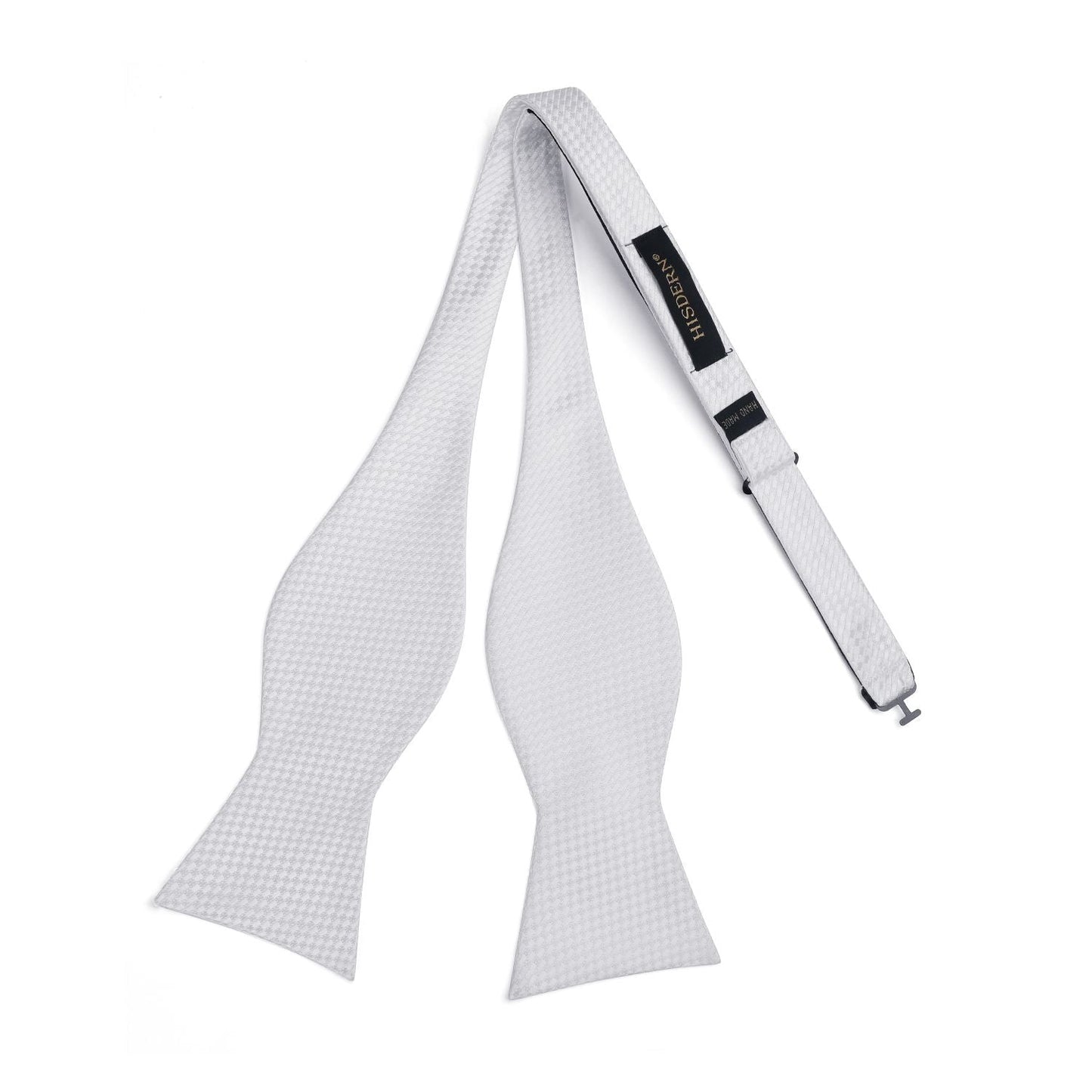 Hisdern Houndstooth Bow Tie Pocket Square White Formal Attire