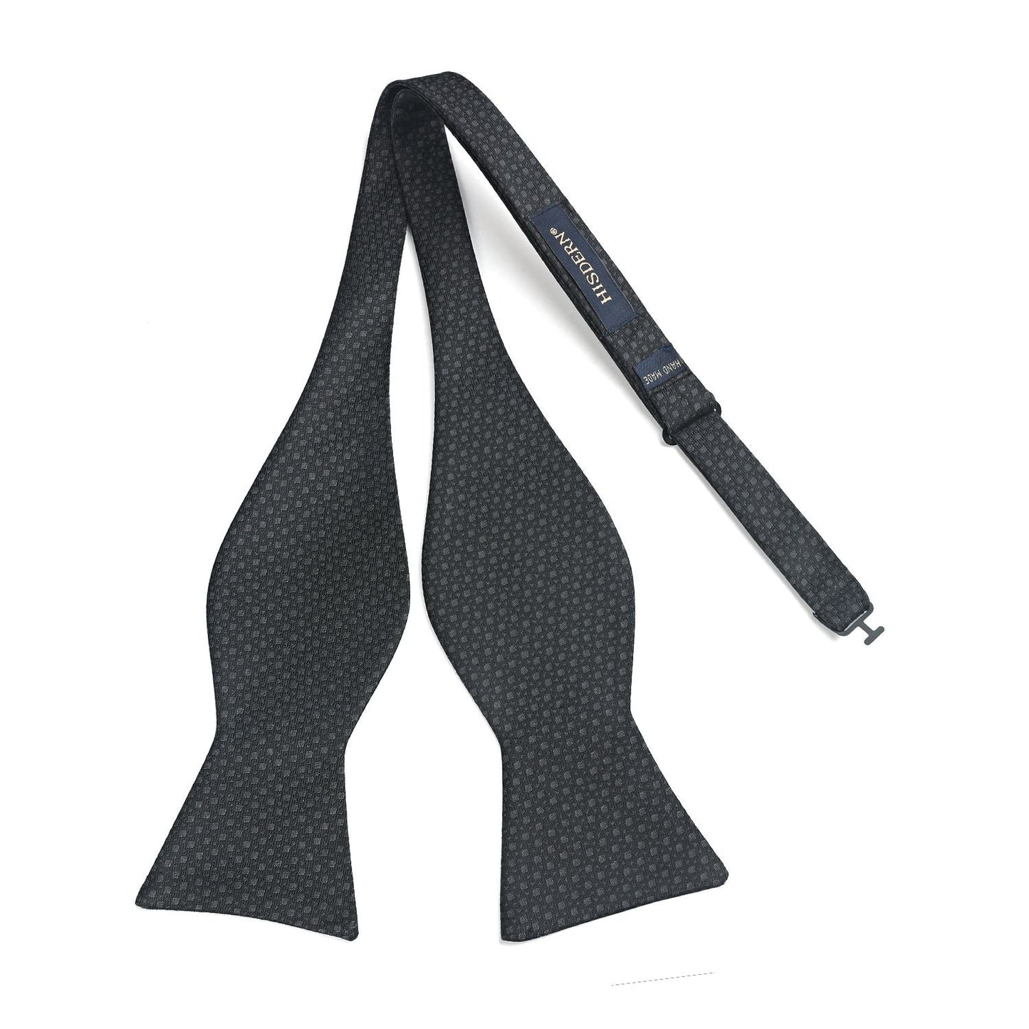 Hisdern Houndstooth Bow Tie Pocket Square Black Formal Attire