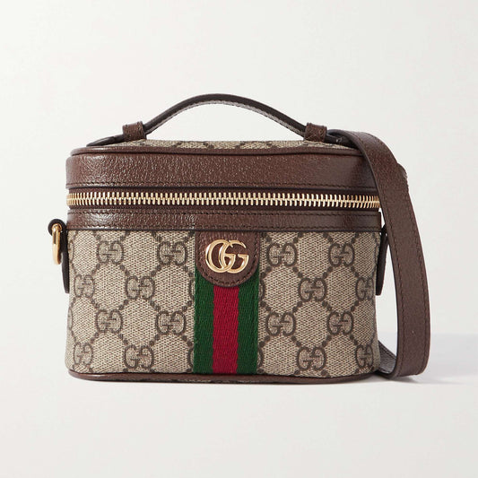 Ophidia leather-trimmed printed coated-canvas shoulder bag