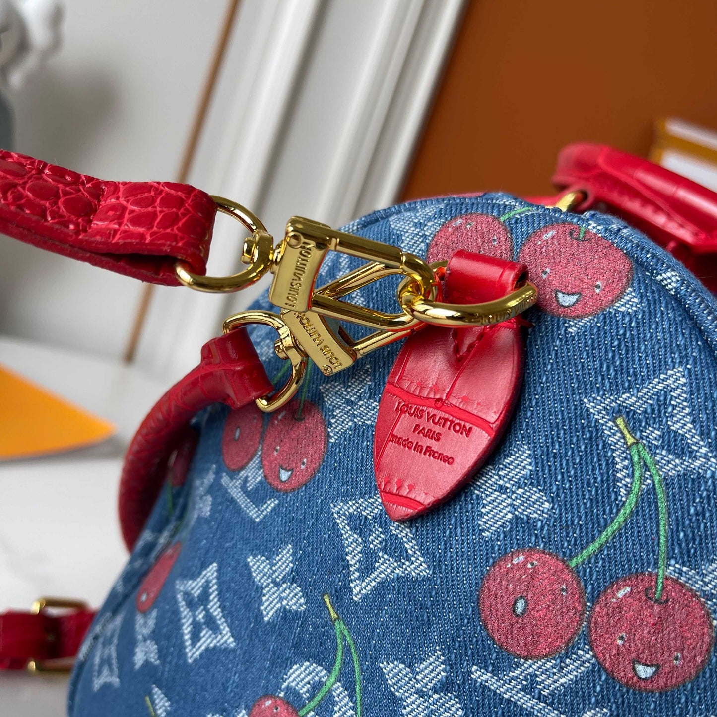 Denim Blue Cherry Crossbody Bag 1025070323