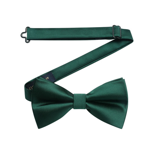 Hisdern Green Solid Pre-Tied Bow Tie For Evening Wear