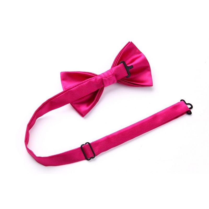 Hisdern Solid Suspenders Pre-Tied Bow Tie Set Hot Pink Formal Wedding Outfit