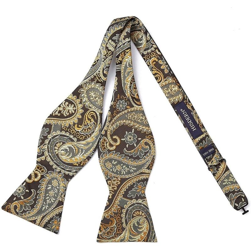 Hisdern Paisley Suspenders Bow Tie Set Gold Formal Accessories