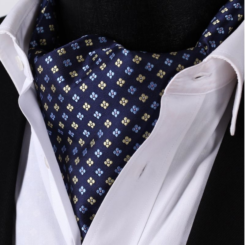 Hisdern Navy Blue Yellow Floral Men’s Neckwear for Casual Style