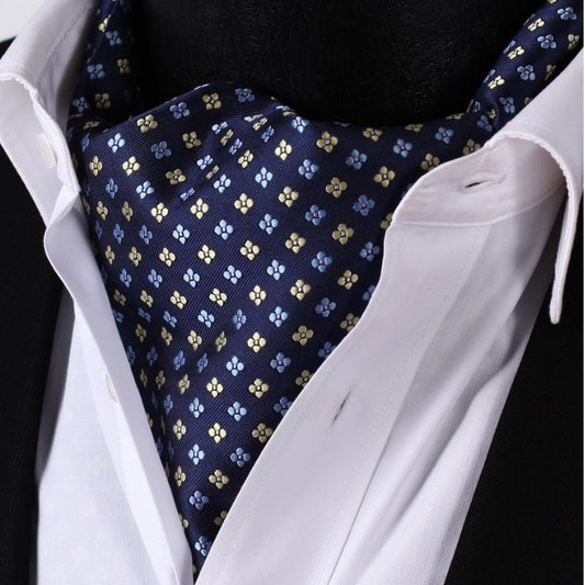 Hisdern Navy Blue Yellow Floral Men’s Neckwear for Casual Style
