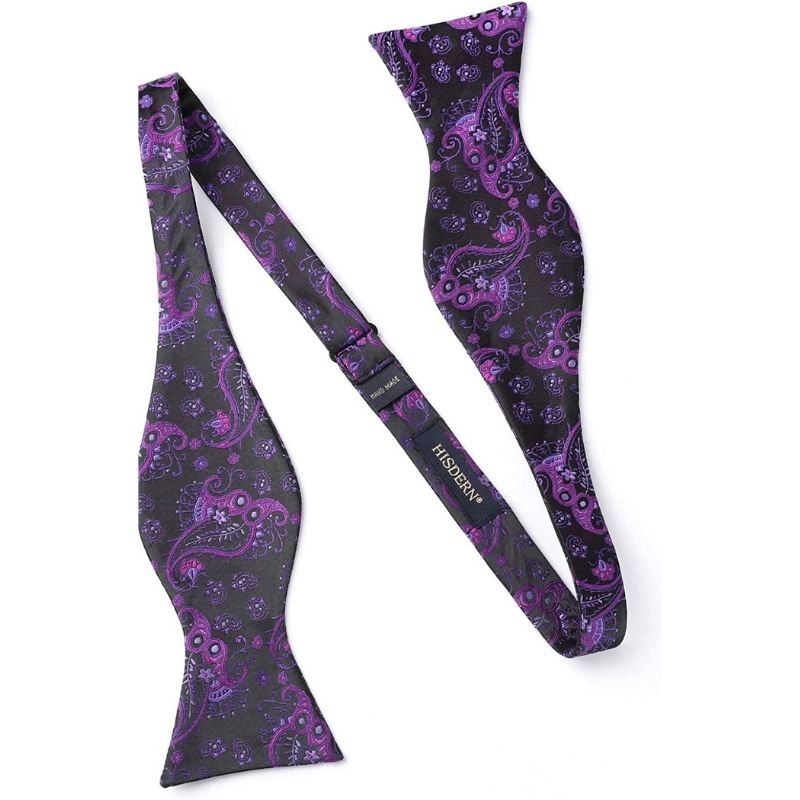 Hisdern Paisley Suspenders Bow Tie Set Purple Black Formal Accessories