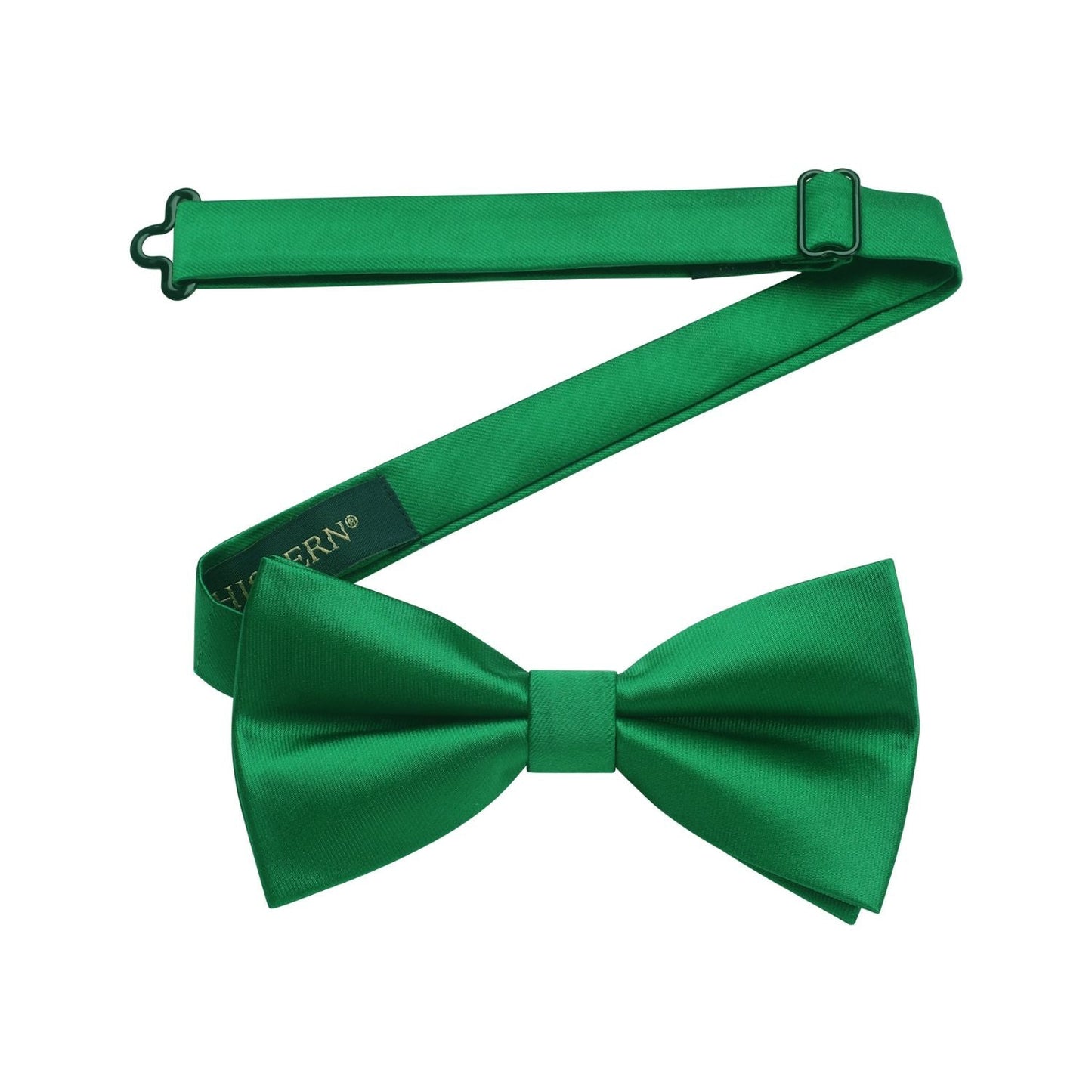 Hisdern Green Solid Pre-Tied Bow Tie For Evening Wear