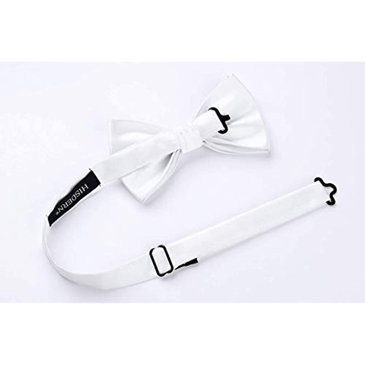 Hisdern White Solid Pre-Tied Bow Tie Accessories Set For Evening Wear