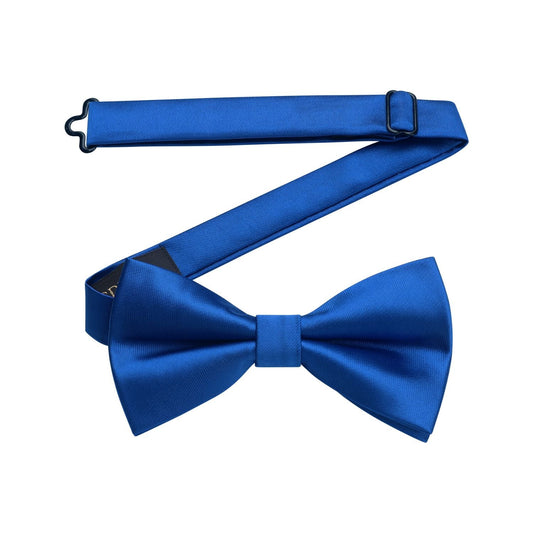 Hisdern Royal Blue Solid Pre-Tied Bow Tie Adjustable For Wedding Party
