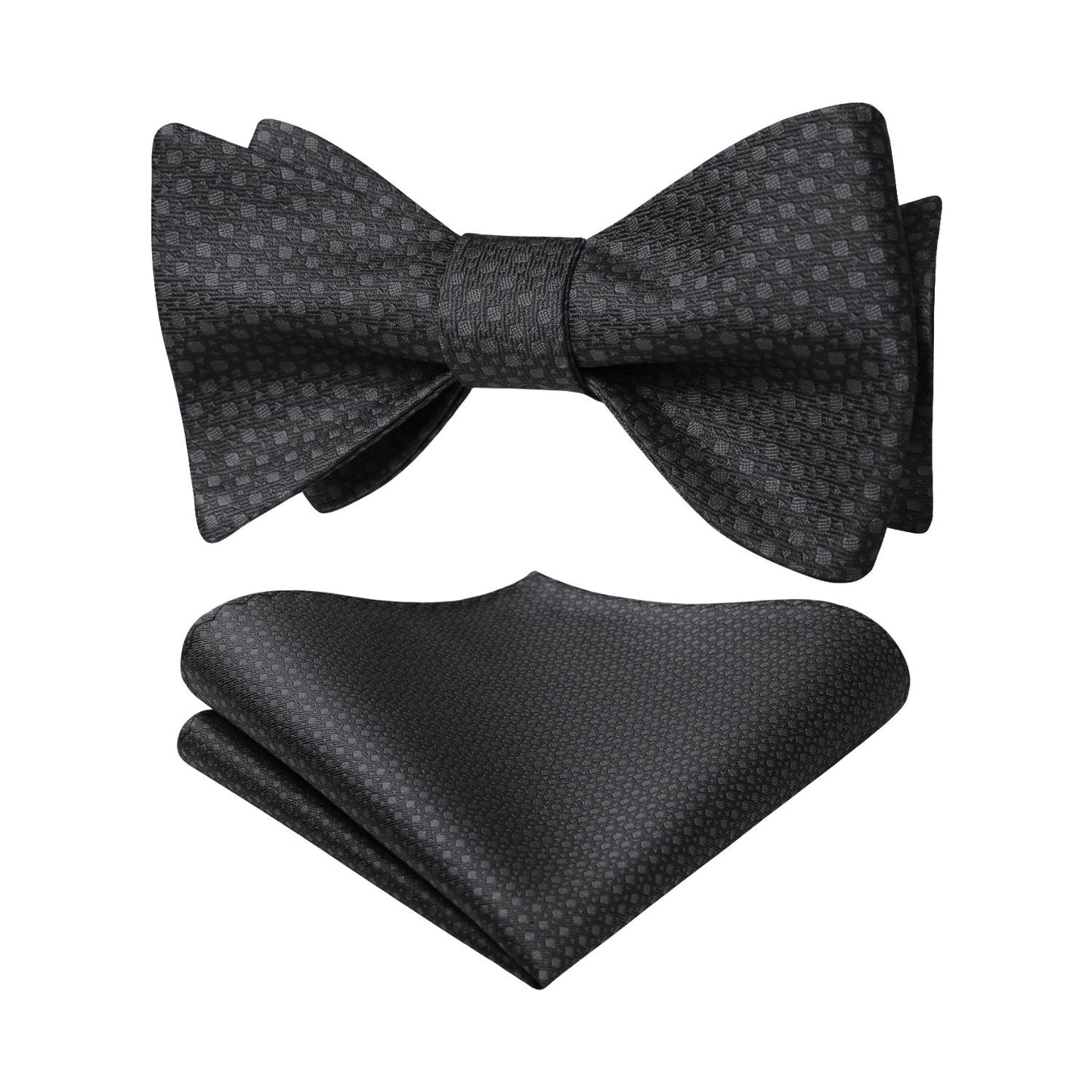 Hisdern Houndstooth Bow Tie Pocket Square Black Formal Attire