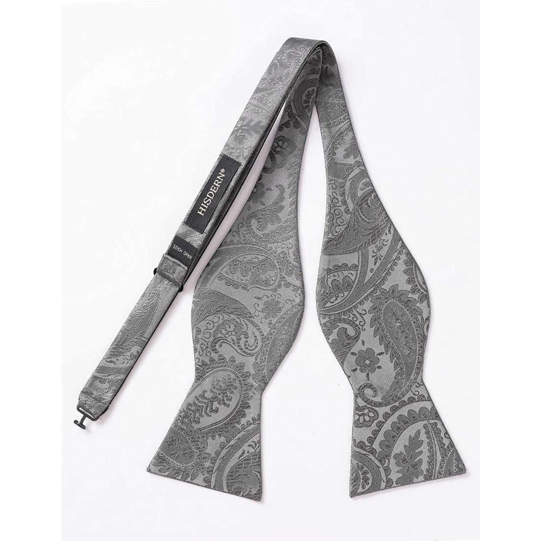 Hisdern Grey Paisley Bow Tie Set For Evening Wear