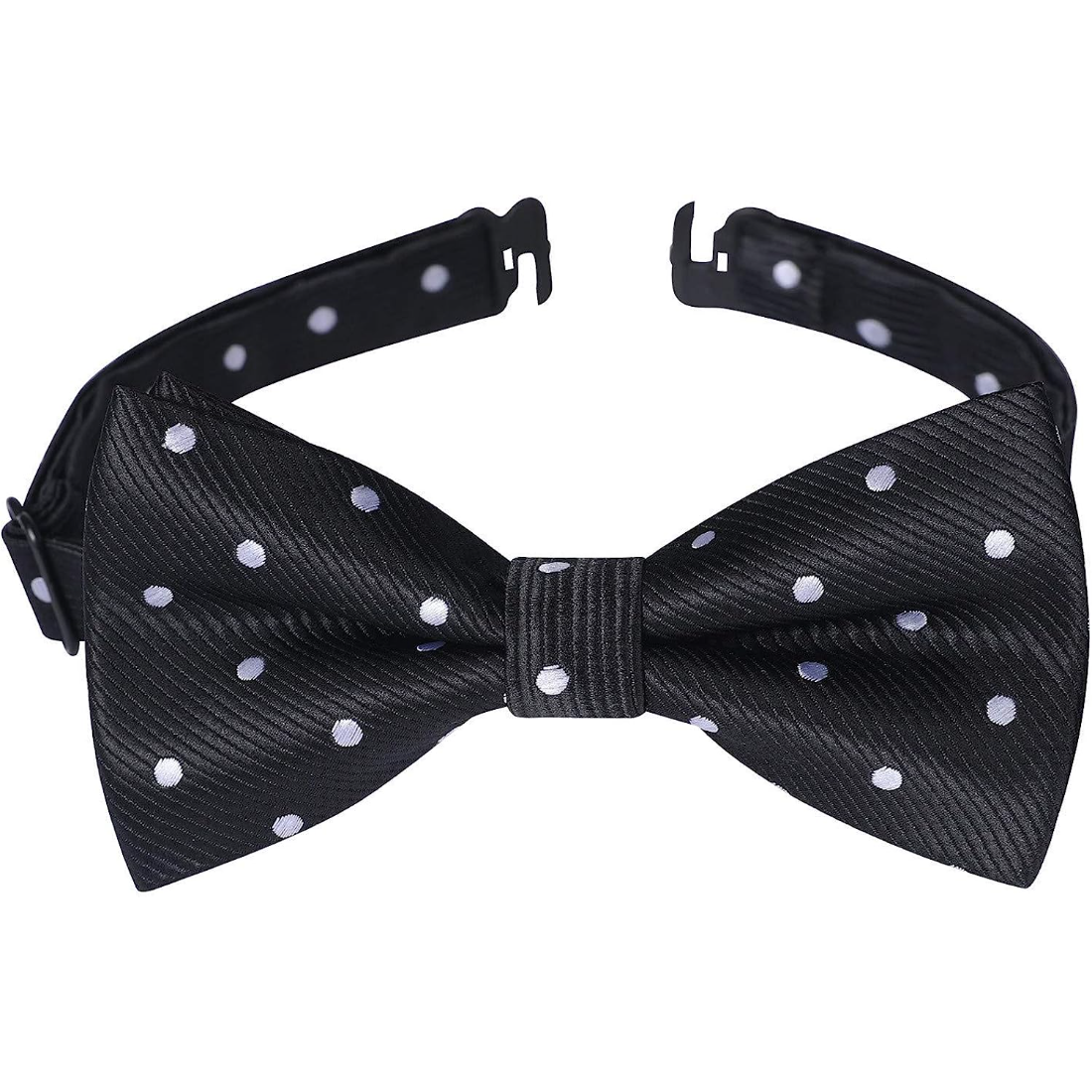 Hisdern Black White Polka Dot Pre-Tied Bow Tie for Boys