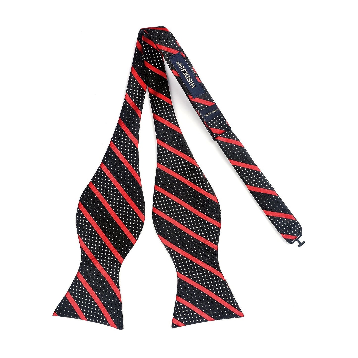 Hisdern Red Black Striped Bow Tie Accessories Set For Evening Wear