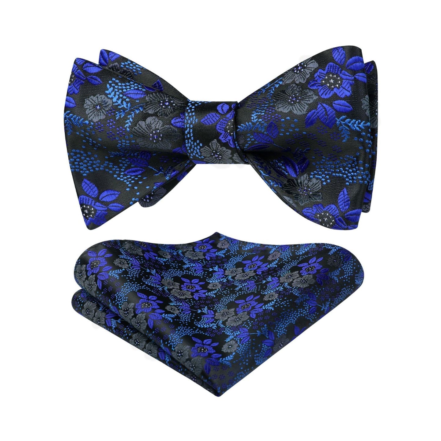 Hisdern Blue Floral Bow Tie Set Groomsmen Wedding