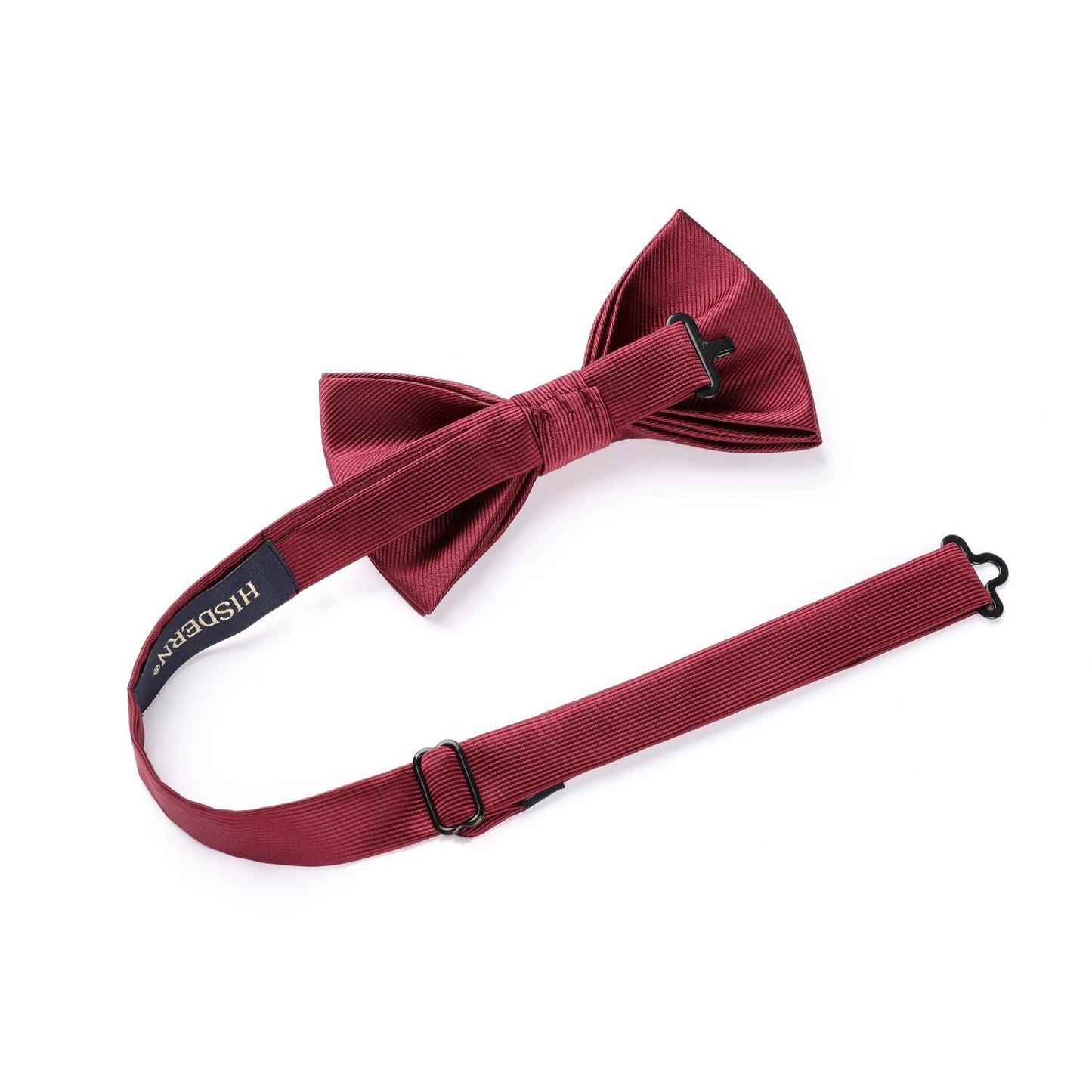 Hisdern Burgundy Solid Pre-Tied Bow Tie Accessories Set For Evening Wear