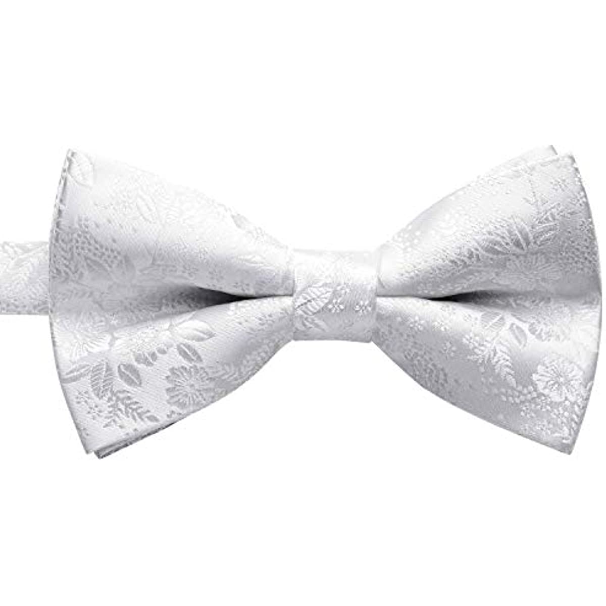 Hisdern White Floral Pre-Tied Bow Tie for Prom