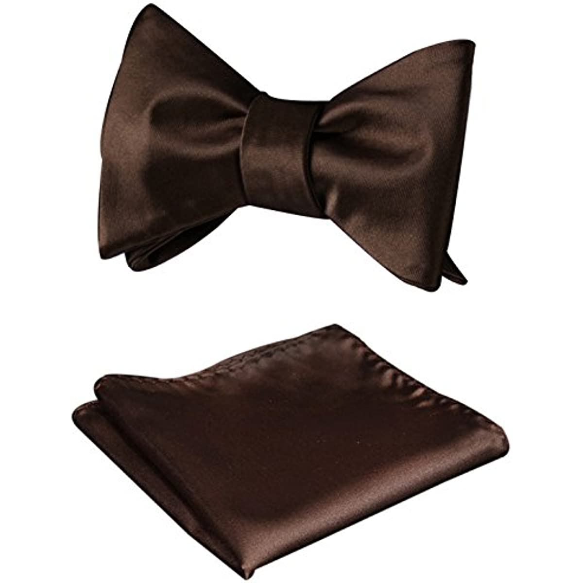 Hisdern Brown Solid Bow Tie Accessories Set For Evening Wear