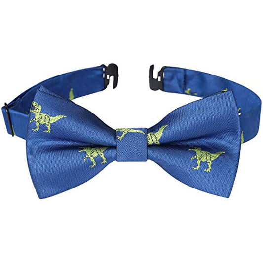 Hisdern Dinosaur Navy Blue Animal Pre-Tied Bow Tie for Boys