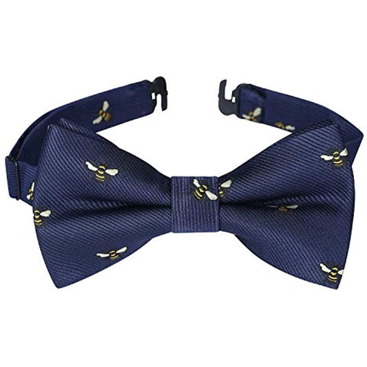 Hisdern Bee Navy Blue Animal Pre-Tied Bow Tie for Boys
