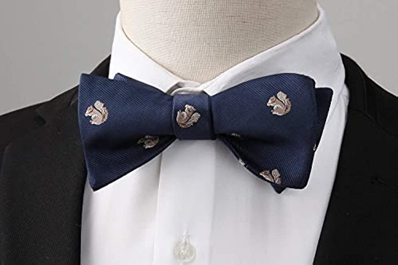Hisdern Squirrel Blue Animal Bow Tie Accessories Set for Party