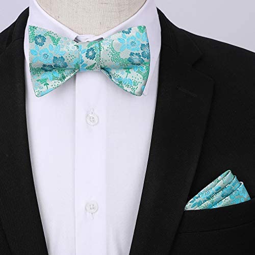 Hisdern Floral Suspenders Bow Tie Set Green Formal Accessories