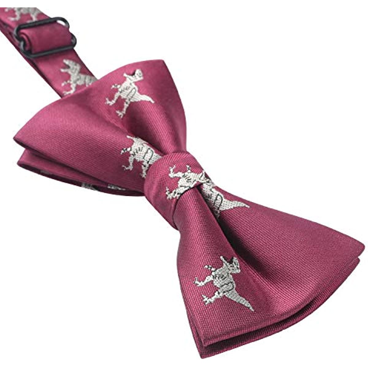 Hisdern Dinosaur Burgundy Animal Pre-Tied Bow Tie for Boys