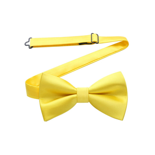 Hisdern Yellow Solid Pre-Tied Bow Tie For Evening Wear