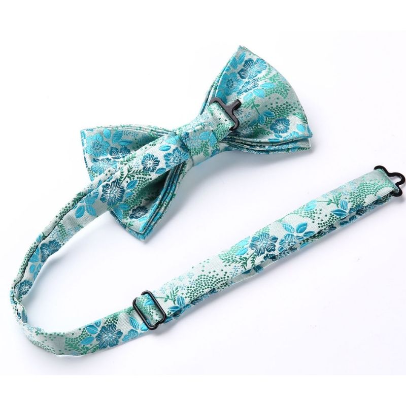 Hisdern Floral Suspenders Pre-tied Bow Tie Set Green Formal Accessories