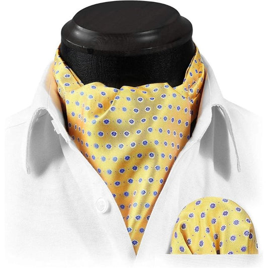 Hisdern Floral Yellow Ascot Cravat for Men Wedding Formal