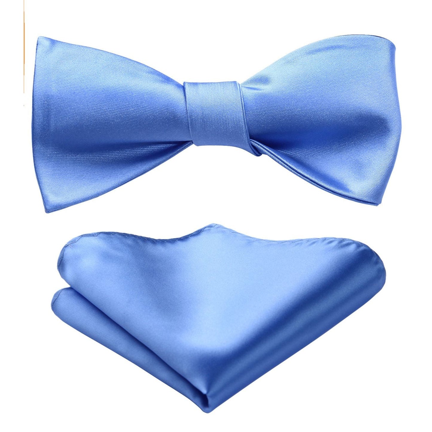 Hisdern Blue Solid Bow Tie Accessories Set For Evening Wear