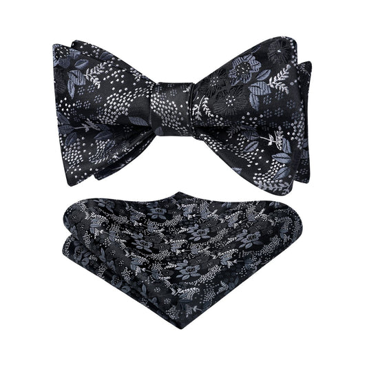 Hisdern Blue White Floral Bow Tie Set Groomsmen Wedding