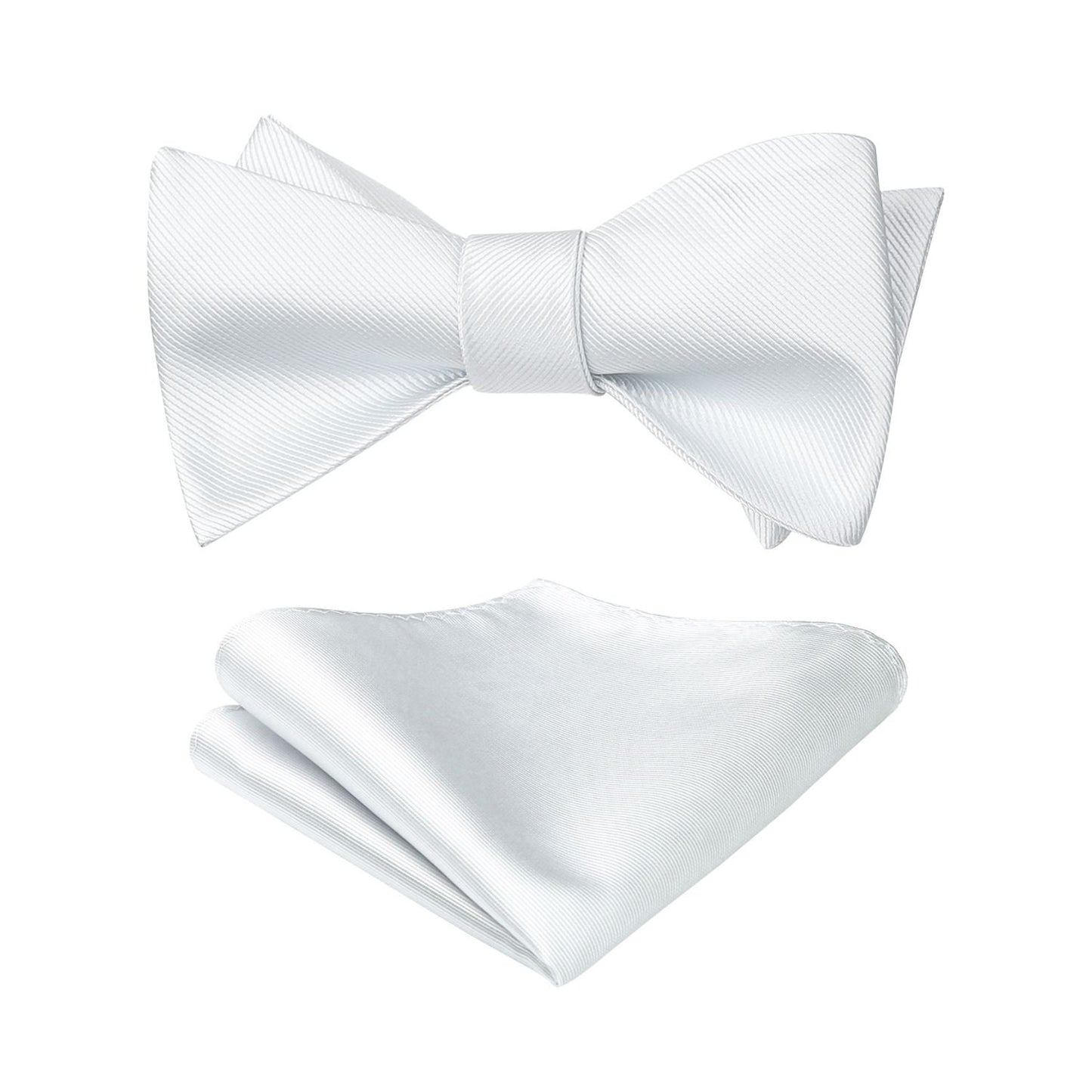 Hisdern White Solid Bow Tie Accessories Set For Evening Wear