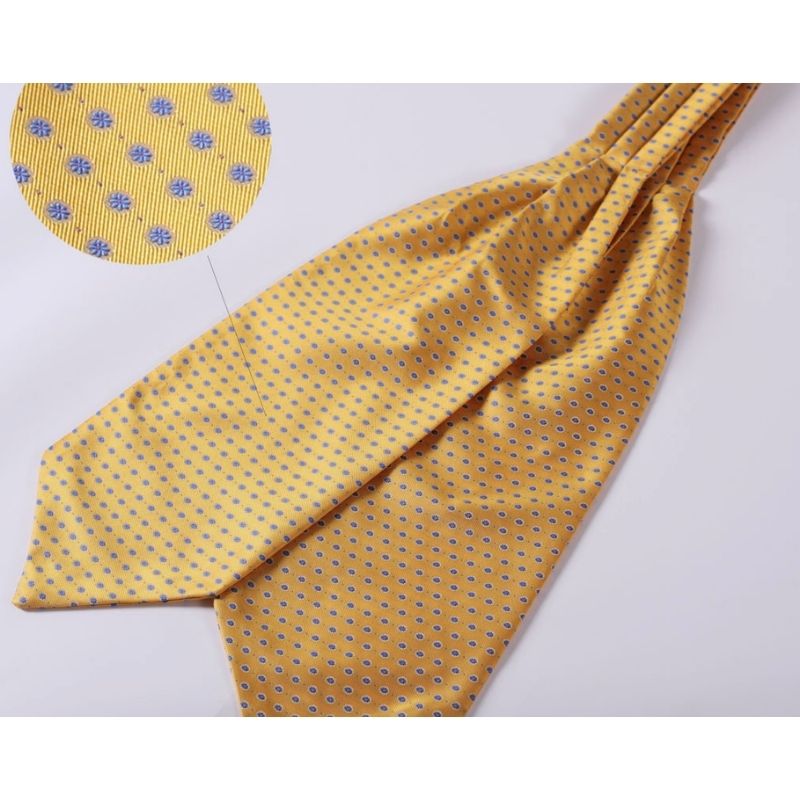 Hisdern Yellow Ascot Cravat for Men Wedding Formal