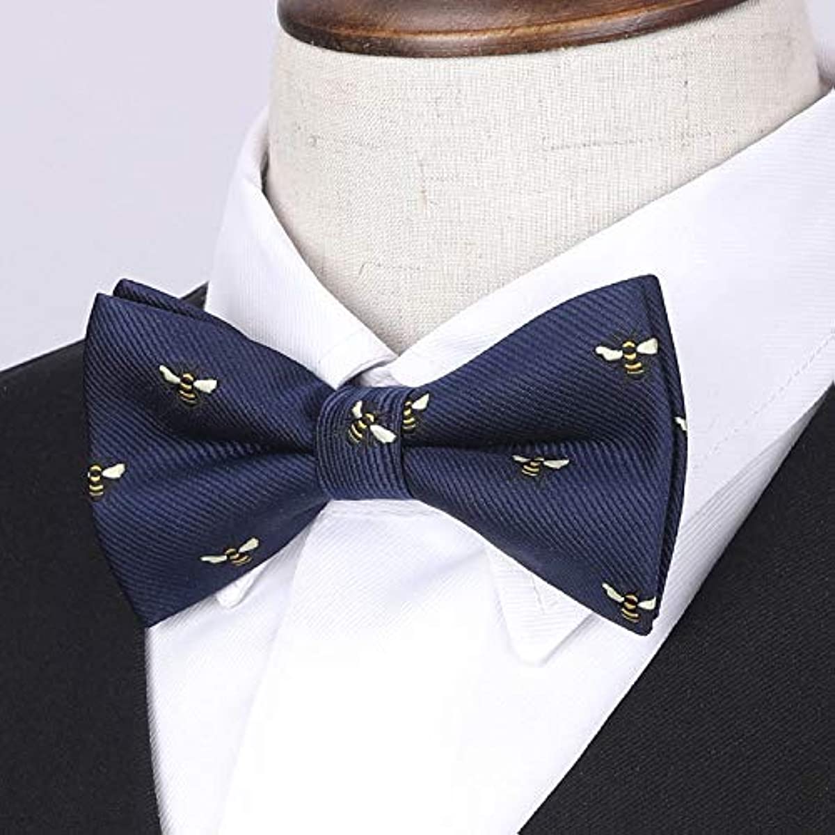 Hisdern Bee Navy Blue Animal Pre-Tied Bow Tie for Boys