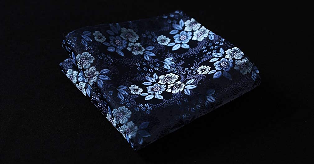 Hisdern Floral Navy Blue Ascot Cravat for Men Wedding Formal