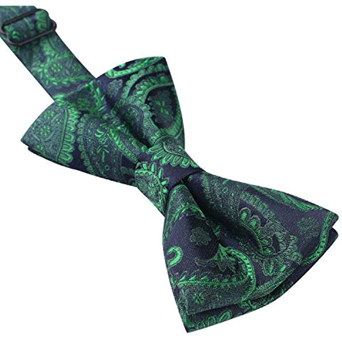 Hisdern Green Navy Blue Floral Paisley Pre-Tied Bow Tie for Boys