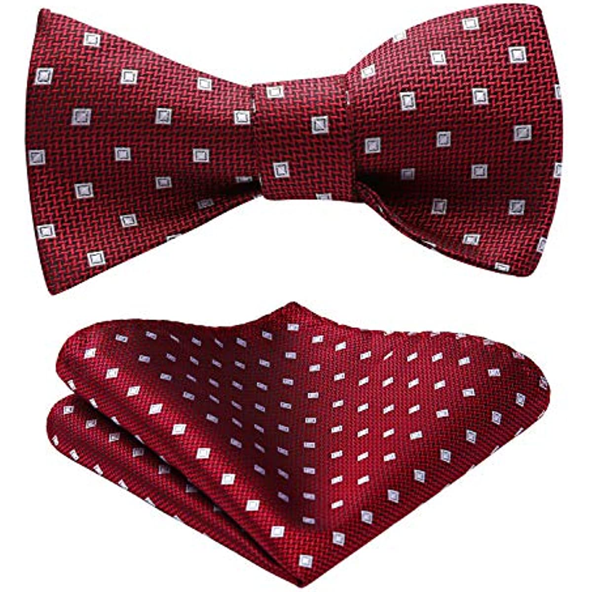 Hisdern Polka Dots Red White Bow Tie Set for Party Wedding