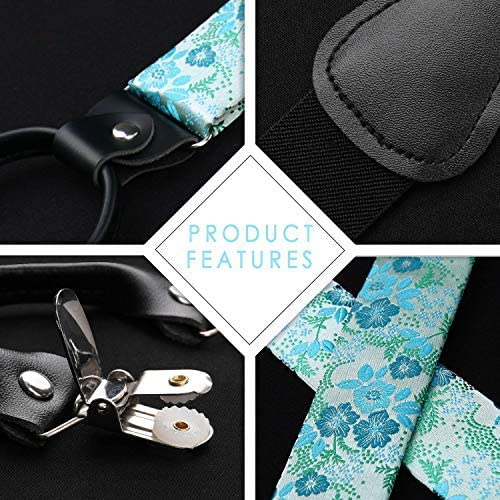 Hisdern Floral Suspenders Bow Tie Set Green Formal Accessories