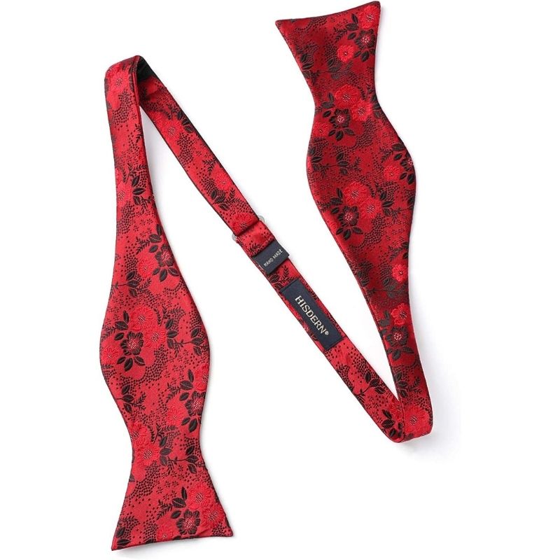 Hisdern Paisley Suspenders Bow Tie Set Red Formal Accessories